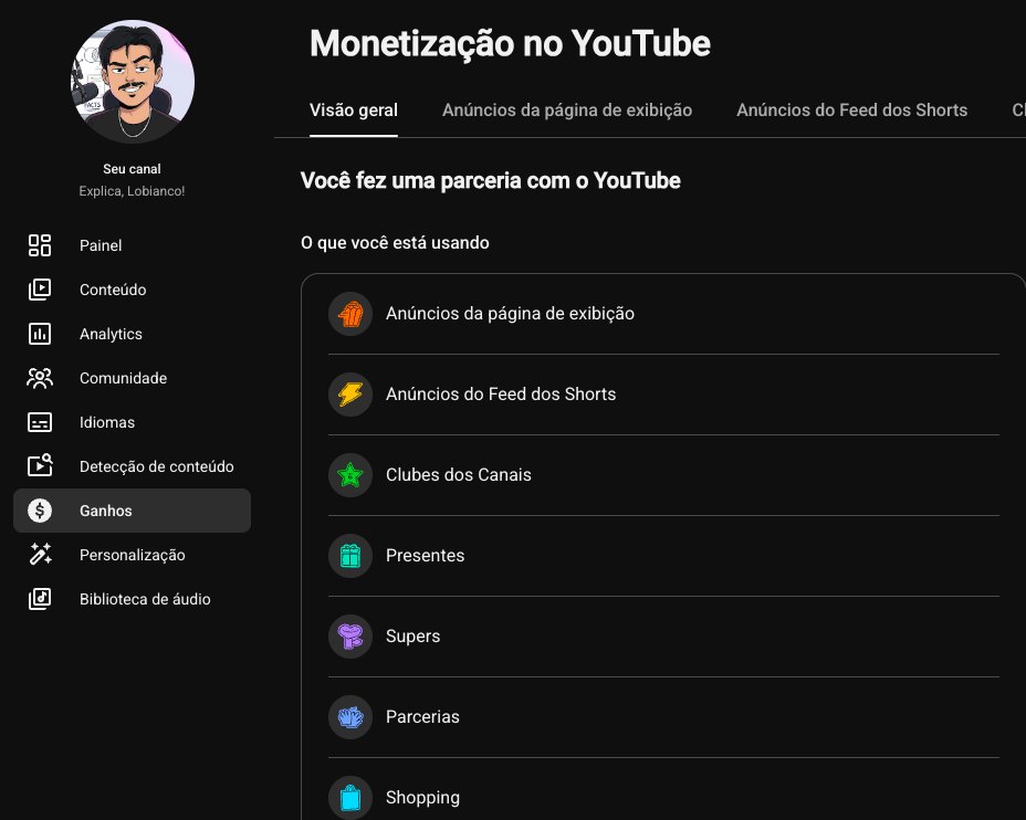 YouTube Studio do Explica, Lobianco!: Você fez uma parceria com o YouTube